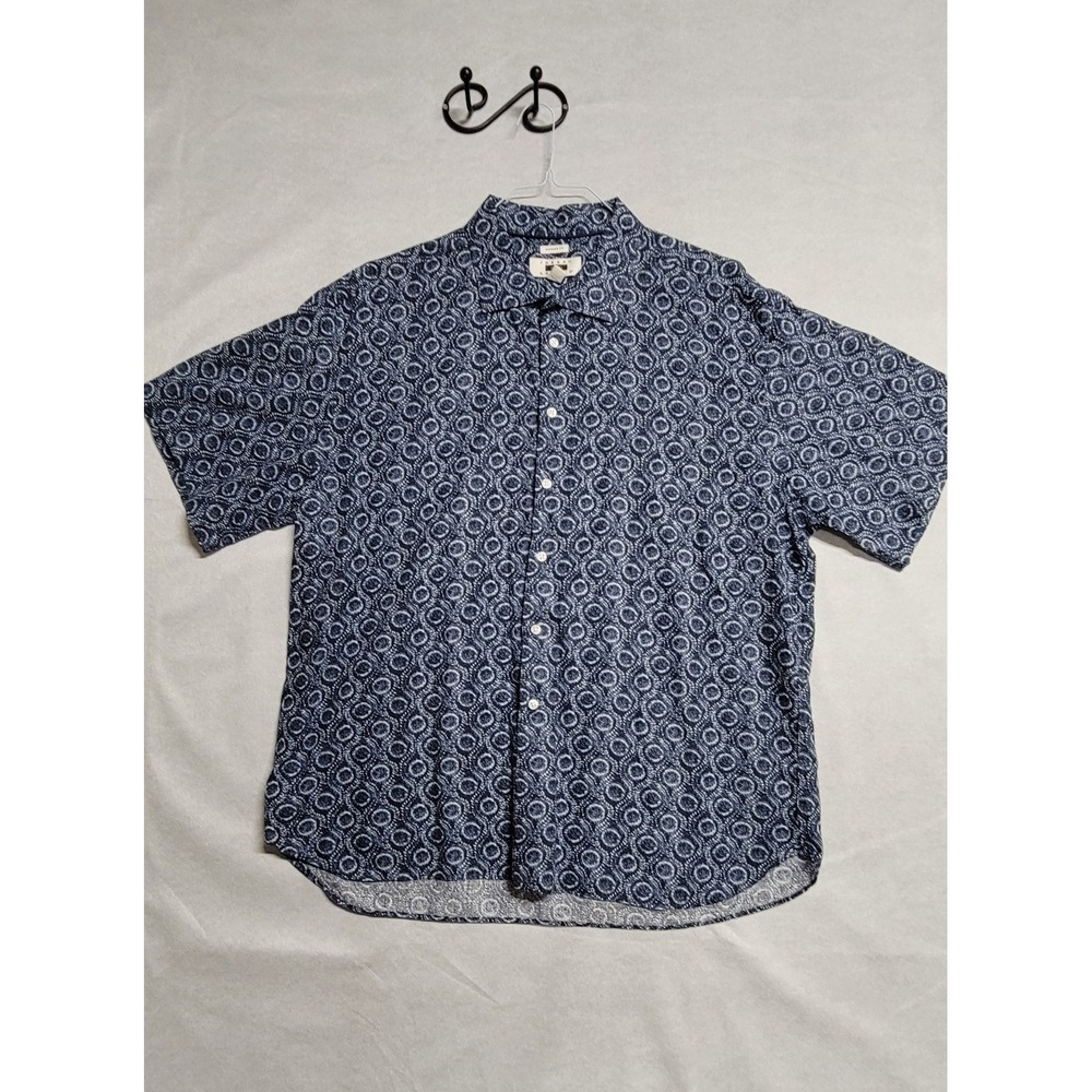 Blue With White Circles Print SS Joseph Abboud Button Down Shirt Size XXL